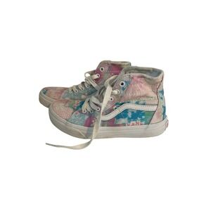 Vans SK8 Hi Tie Dye Patchwork High Top Sneakers Youth Size 2.5 Pink Blue Green